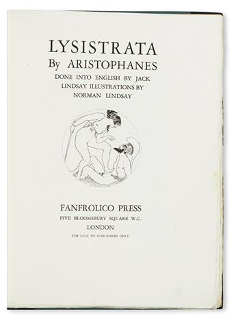 ARISTOPHANES / NORMAN LINDSAY. Lysistrata.